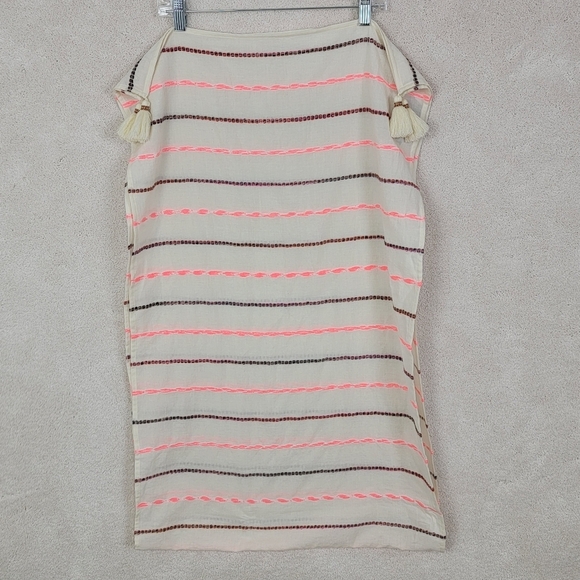 J. Jill Multi Color Cream Textured Striped Bohemian Scarf Made In India NEW - Picture 6 of 8